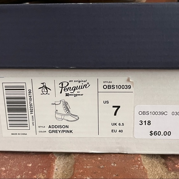 Original Penguin Girls' Addison Pink & Gray Duck Boots - Size US 7 UK 6.5 EU 40 - Picture 6 of 7